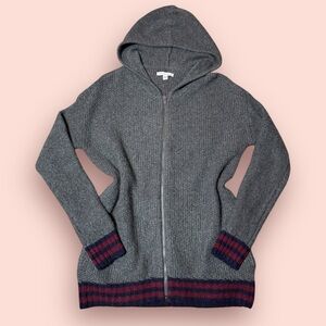 American Eagle Gray Knit Zip Hoodie Sweater M